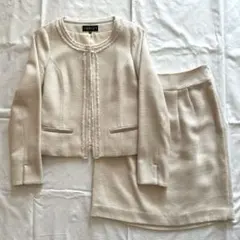 【美品】INDIVI ツイード セットアップ アイボリー ラメ 38号 M