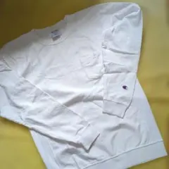 Champion reverse weave 白ポケットロンT　L