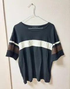 【EMODA エモダ】配色切替 半袖Tシャツ ブラック ホワイト　レースのサムネイル