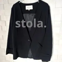 Stola. ノーカラージャケット ブラック 38 ストラ　美品　上質のサムネイル