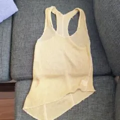 イエローメッシュノースリーブタンクトップ