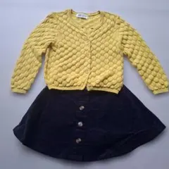 90cm H&M カーディガン マスタード イエロー スカート 秋冬