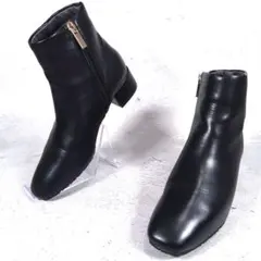 人気デザイン 未使用級 ルタロン【S】スクエア　ショートブーツ サイドジップ 黒