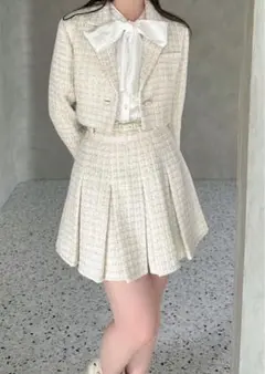 RESEXXY ツイードクロップドジャケット アイボリー