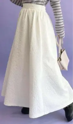 wcloset ダブルクローゼット ポコポコ花柄ギャザースカート