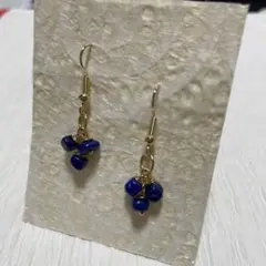天然石　ラピスラズリのフックピアス