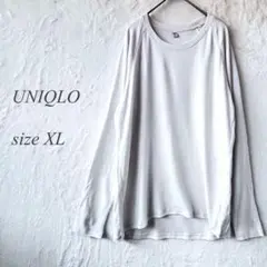 UNIQLO 長袖カットソー XL 白 ネル素材 丸首 無地 カジュアル 946