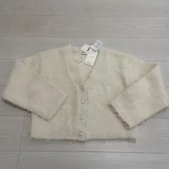 新品タグ付き　パールボタンアイボリー カーディガン L