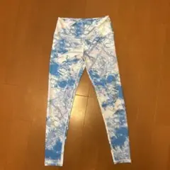 水色と白のマーブル模様 ヨガパンツ　レギンス　Ｍ