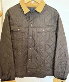 ダークブラウン キルティングジャケット コーデュロイ襟