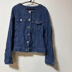 ナチュラルビューティーベーシック　デニム　ノーカラージャケット　アウター　M