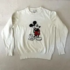 GLOBAL WORK ミッキー　白ニット　綿100% Mサイズ