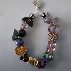 ブラックメタル系 ストラップ キーホルダー 黒系 バタフライ