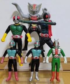 レトロ】仮面ライダー ソフビ フィギュア 9体セット 1988-2000年