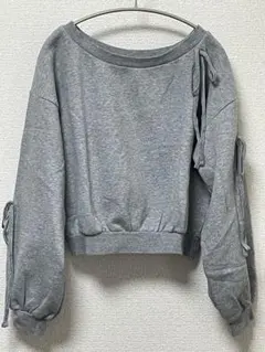 リボン付きグレー スウェット M