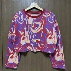 ZARA マーブル柄 クロップド丈 ニット セーター Mサイズ
