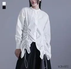 kOhAKU ドロストシャツ 長袖 オフホワイト 変形シャツ - メルカリ