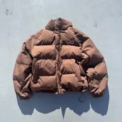 美品 9090 logo rich puffer jacket ブラウン