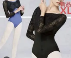 限定1組パッド付き‼️新品フロッキー薔薇レオタード長袖LDa dance XL黒