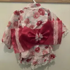 80cm ピンク花柄 浴衣上下セット