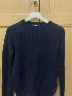 UNIQLO ネイビー ケーブルニット セーター S 綿95%