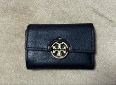 TORY BURCH トリーバーチ 三つ折り財布 ブラック ゴールドロゴ レザー