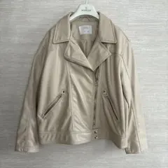 ZARA キッズ フェイクレザー ライダースジャケット ベージュ