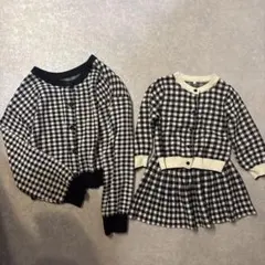 【ママサイズ付き】GU チェック柄ニットカーディガンセットアップ　110
