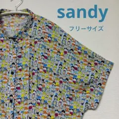 sandyサンディー　キャラクター総柄 半袖シャツワンピース　フリーサイズのサムネイル