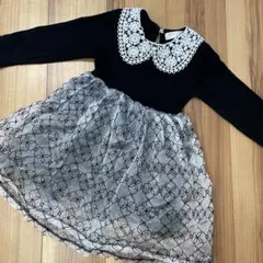 レース　黒　ワンピース　110 フォーマル　発表会　ドレス　結婚式　卒園式