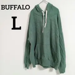 送料込❤BUFFALO【L】フード付きパーカー グリーン パーカー 裏起毛