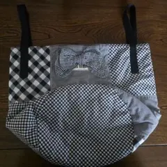 美品　ピンクハウス　トートバッグ パッチワーク チェック柄 リボン付きのサムネイル