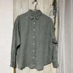 無印良品　リネン 長袖シャツ 胸ポケット付き