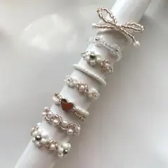 112★ ハンドメイド　ビーズリング まとめ売り　ピンク