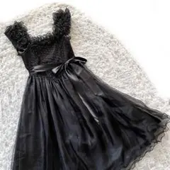 発表会 演奏会 フリルロングドレス 結婚式 二次会 ブラック 14大きいサイズ