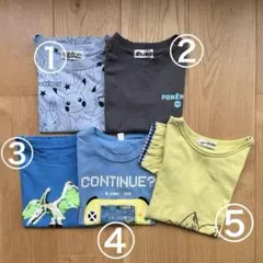 ポケモン＆恐竜 男の子Tシャツ セット売り110cm