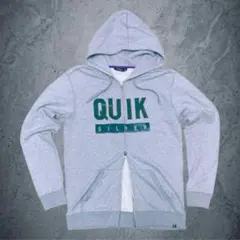 【Y2K】QUIKSILVER ジップパーカー デカロゴ グリーン L
