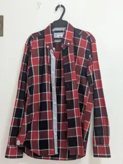 Mitsumine メンズ 長袖シャツ チェック柄 レッド ブラック（未使用）のサムネイル