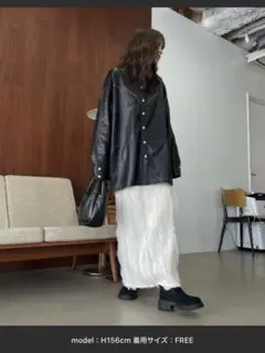 美品❣️ウィルフリー レザーシャツ フリーサイズ ブラック