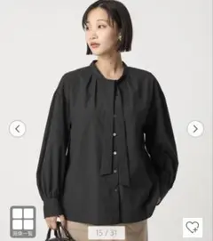 グリーンレーベルリラクシング ボウタイブラウス とろみ サテン 