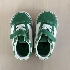 VANS グリーン チェック柄 スニーカー