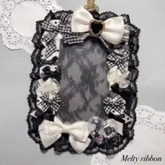 ♡現品販売♡ デコ硬質ケース アイボリー×黒 B7 白 ハートシャカシャカ