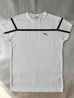 PUMA 半袖 Tシャツ 白 黒 ラインデザイン ワンポイントロゴ M メンズ