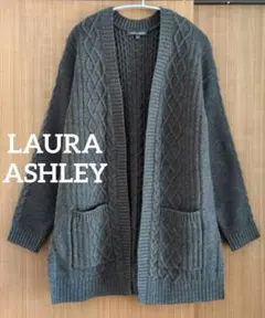 美品 ローラアシュレイ ケーブルニット カーディガン グレー アルパカ 匿名