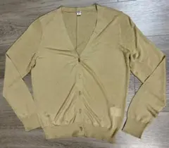 ユニクロ　M　ベージュ　ライト　Vネック　カーディガン　長袖