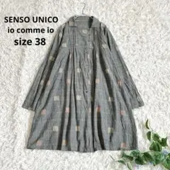 美品⁂センソユニコ⁂ロングシャツ　チュニック　スクエアジャガード　ピンタック　M