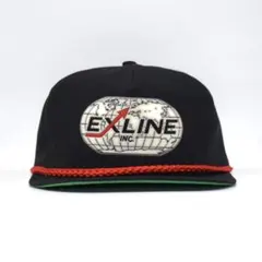 未使用 80-90s 台湾製 EXLINE 企業ロゴ ビンテージ キャップ 黒