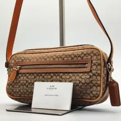 COACH ミニシグネチャー ショルダーバッグ カメラバッグ 茶 斜め掛け