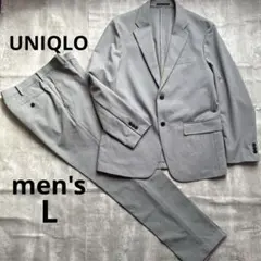 UNIQLO 感動ジャケット セットアップ L ウォッシャブル千鳥柄 グレー