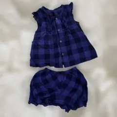hakkababy ネイビー チェック柄 セットアップ　90cmのサムネイル